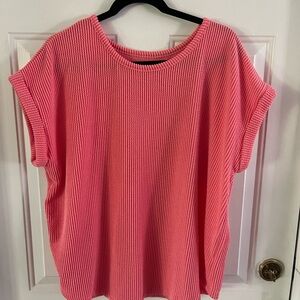 Vibrant Coral  Women's Short Sleeve Knit Top